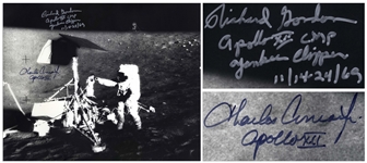 Charles Conrad and Richard Gordon Signed 20 x 16 of Conrad Upon the Lunar Surface